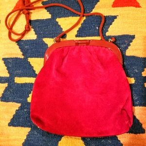 Vintage 80s red suede purse